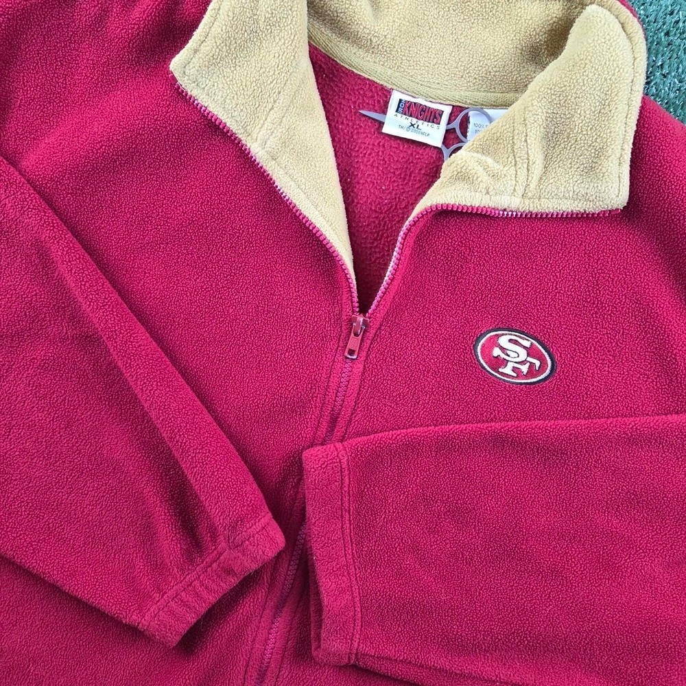 Vintage San Francisco 49ers Iron Knights Athletics Fleece Jacket Red Mens XL